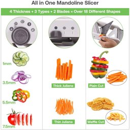 Cortador de legumes em inox 18 em 1 slicer mandoline fatiador ralador com regulagem - 3
