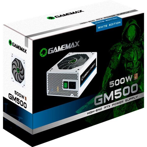 Fonte Alimentação Gamer ATX Gamemax 500W Real GM500 80 Plus Bronze Branca