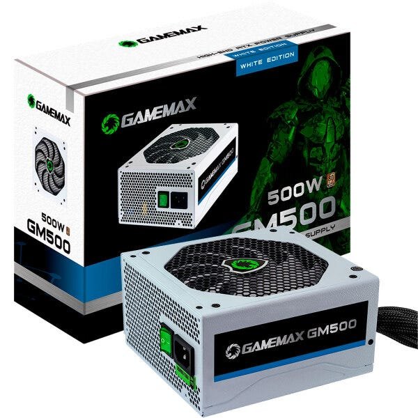 Fonte Atx Gamemax 500W Real 80 Plus Gm500 Pfc Bivolt Automatico Branca -  Evolusom Comercial Ltda - Produtos de informática, Automotivo e Eletrônicos  em Geral