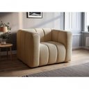 Ver imagem 3 de Poltrona Mona Decorativa para Sala Linho Marrom 150 Estofado Volumoso Encosto Alto Bella Decor