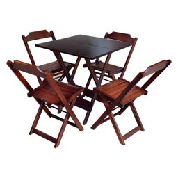 Conjunto de Mesa com 4 Cadeiras de Madeira Dobrável 70x70 Imbuia - 1