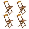 Conjunto de Mesa com 4 Cadeiras de Madeira Dobrável 70x70 Mel - 2