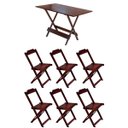 Ver imagem 1 de Conjunto Mesa de Madeira Dobravel 120x70 Imbuia 6 Cadeiras
