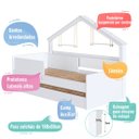 Ver imagem 4 de Cama Infantil Casinha com Auxiliar 200,3cm Completa Móveis