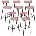 Ver imagem 1 de Kit 05 Banquetas Alta Bar Cozinha Sala de Jantar Aço Milão L02 Linho Rosa - Lyam Decor