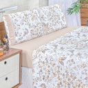 Ver imagem 2 de Jogo Cama Lençol Fiore Casal Padrão Estampado 180 Fios 100% Algodão com Babadinho 4 Peças Bege Flora