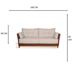 Sofá Living Londres 3 Lugares Suede Bege Com Nozes - 5