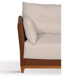 Sofá Living Londres 3 Lugares Suede Bege Com Nozes - 3