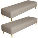 Ver imagem 1 de Kit 02 Puffs Decorativo Sala de Estar Bali W01 Pés Palito 190x60cm Linho Bege - Lyam Decor