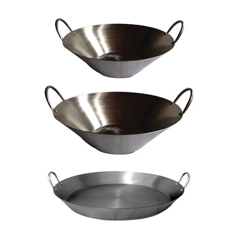 Kit de Cozinha Fritura e Preparo Tacho de Aço Inox 3 Peças