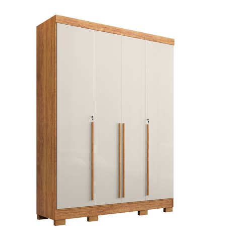 Guarda Roupa Casal 4 Portas 3 Gavetas Domus Cedro/areia