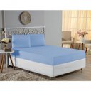 Ver imagem 4 de Jogo de Cama Casal Viúva Nobre 3 Peças Malha 100% Algodão - Azul-bebê