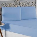 Ver imagem 3 de Jogo de Cama Casal Viúva Nobre 3 Peças Malha 100% Algodão - Azul-bebê