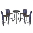 Ver imagem 1 de Mesa Bistrô e 4 Banquetas Roma Preta Corda Náutica Estofado 9 Trama Original