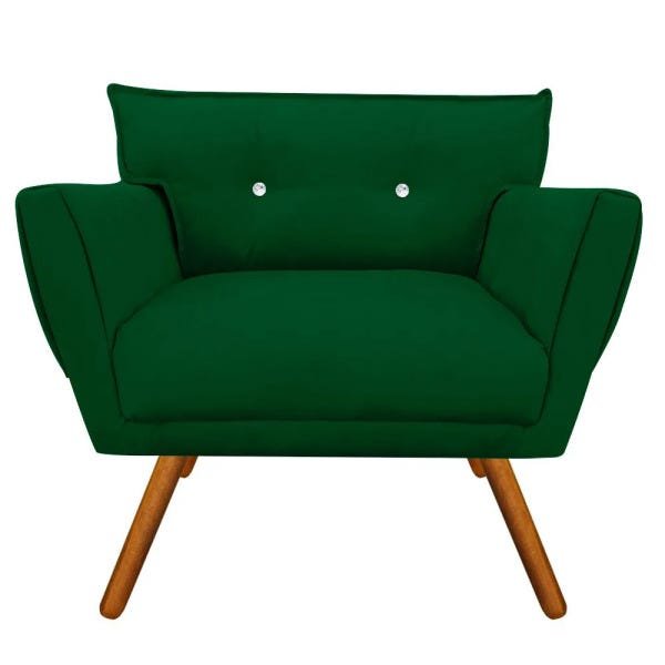 Poltrona Decorativa Anitta Suede Verde com Strass - D'Rossi - 1