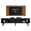 Ver imagem 4 de Rack Madesa Reims e Painel para TV até 55 Polegadas 2 Portas e 1 Gaveta Rustic/Preto Cor:Rustic/Pret