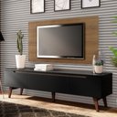 Ver imagem 1 de Rack Madesa Reims e Painel para TV até 55 Polegadas 2 Portas e 1 Gaveta Rustic/Preto Cor:Rustic/Pret