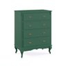 Cômoda de Madeira 4 Gavetas Pés Luis Xv 60816 Hannover - Verde Musgo - 1