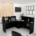 Ver imagem 2 de Balcão Atendimento de Canto C/ Gaveteiro Recepção 1200x600 Netmobil - Preto