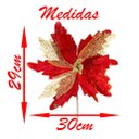 Ver imagem 3 de Kit 4 Flores Decoração Natal Artificial Brilho Vermelha 29cm
