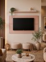 Ver imagem 1 de Painel para TV com Prateleira 150cm Retro MDF Rosa Dallas - On Móveis