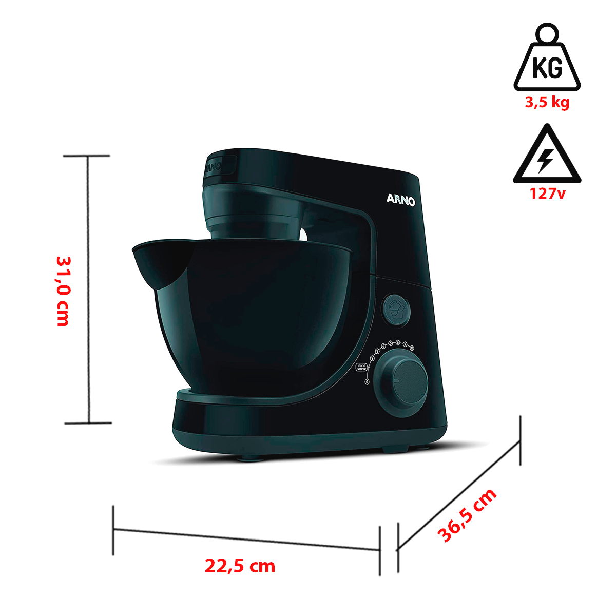Batedeira Arno Daily Sx87 127V 600w Preta MadeiraMadeira