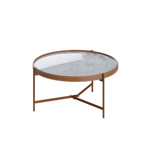 Mesa de Centro Aqua 71 Marmorizado Off White com Cobre - Imcal Moveis Imcal Móveis