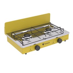 FOGAO DE MESA 2 BOCAS VENAX FLAMALAR VETRO AMARELO GAS GLP - 3