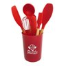 Jogo Utensílios de Cozinha em Silicone Madeira 7 Peças Vermelho Tenha em Casa - 2