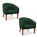Ver imagem 2 de Poltrona Sala Decorativa Kit 2 Stella Pé Madeira Trapézio Castanho Bouclê D03 - D’Rossi