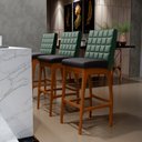 Ver imagem 2 de Kit 05 Banquetas Altas Cozinha Sala Jantar Fixa Mila B04 Facto Verde Musgo Linho Chumbo - Lyam Decor