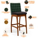 Ver imagem 4 de Kit 05 Banquetas Altas Cozinha Sala Jantar Fixa Mila B04 Facto Verde Musgo Linho Chumbo - Lyam Decor