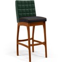 Ver imagem 3 de Kit 05 Banquetas Altas Cozinha Sala Jantar Fixa Mila B04 Facto Verde Musgo Linho Chumbo - Lyam Decor