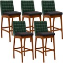 Ver imagem 1 de Kit 05 Banquetas Altas Cozinha Sala Jantar Fixa Mila B04 Facto Verde Musgo Linho Chumbo - Lyam Decor