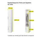 Ver imagem 2 de Guarda-roupa de 1 Porta com Sapateira 1233 Esquerdo Branco