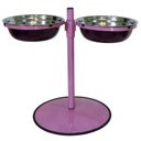 Ver imagem 1 de Comedouro Grande Duplo Inox Altura Regulável Gastrobel Rosa