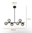 Ver imagem 3 de Lustre Pendente Jabuticaba 6 Globos Vidro Fumê Preto G9 Bivolt