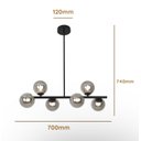 Ver imagem 3 de Lustre Pendente Jabuticaba 6 Globos Vidro Fumê Preto G9 Bivolt