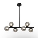 Ver imagem 1 de Lustre Pendente Jabuticaba 6 Globos Vidro Fumê Preto G9 Bivolt
