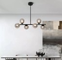 Ver imagem 2 de Lustre Pendente Jabuticaba 6 Globos Vidro Fumê Preto G9 Bivolt