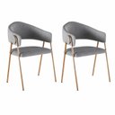 Ver imagem 1 de Kit 2 Cadeiras Poltronas para Sala de Estar Estofado Cinza/Champagne