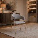 Ver imagem 3 de Kit 2 Cadeiras Poltronas para Sala de Estar Estofado Cinza/Champagne