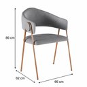 Ver imagem 4 de Kit 2 Cadeiras Poltronas para Sala de Estar Estofado Cinza/Champagne