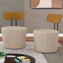 Ver imagem 2 de Poltrona Para Sala De Estar Decorativa Base Fixa Luara M03 Linho Bege - Lyam Decor