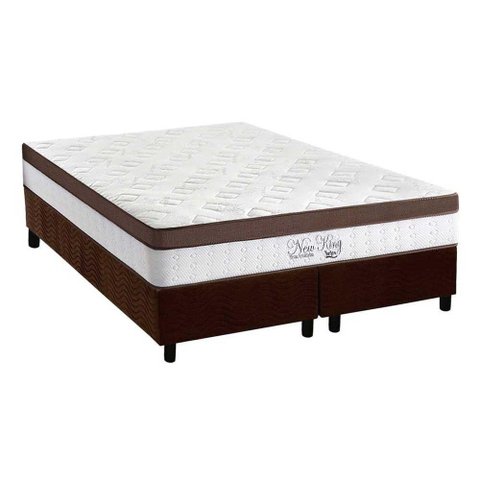Cama Box Queen: Colchão Molas Anjos MasterPocket Ensacadas New King + Base CRC Suede Marrom(158x198)