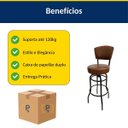 Ver imagem 7 de Banqueta Alta Bar Giratória com Encosto Cor Preta Assento Grosso Confortável Cor Whisky Kit 3 Peças