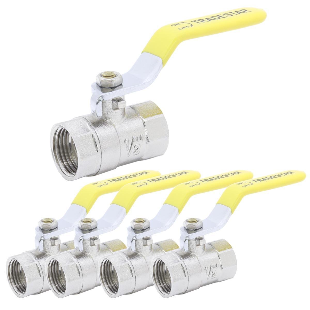 Kit com 5 Registro Esfera Metal 1/2 Pol Liga Zinco Tradestar - 1