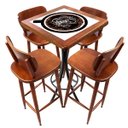 Ver imagem 1 de Conjunto Mesa Madeira Azulejo 60x60cm - Bistrô Fixa 98cm + 4 Banquetas 73 - Natural - Coffee