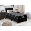 Ver imagem 1 de Cama Box Baú Solteiro 88x188x62 Molas Ensacadas D28 Euro Pillow Montreal Preto - Sofá Casa