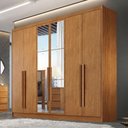 Ver imagem 4 de Guarda Roupa Casal Linea Plus 6 Portas de Bater 4 Gavetas MDF com Espelho Cinamomo 243,8cm